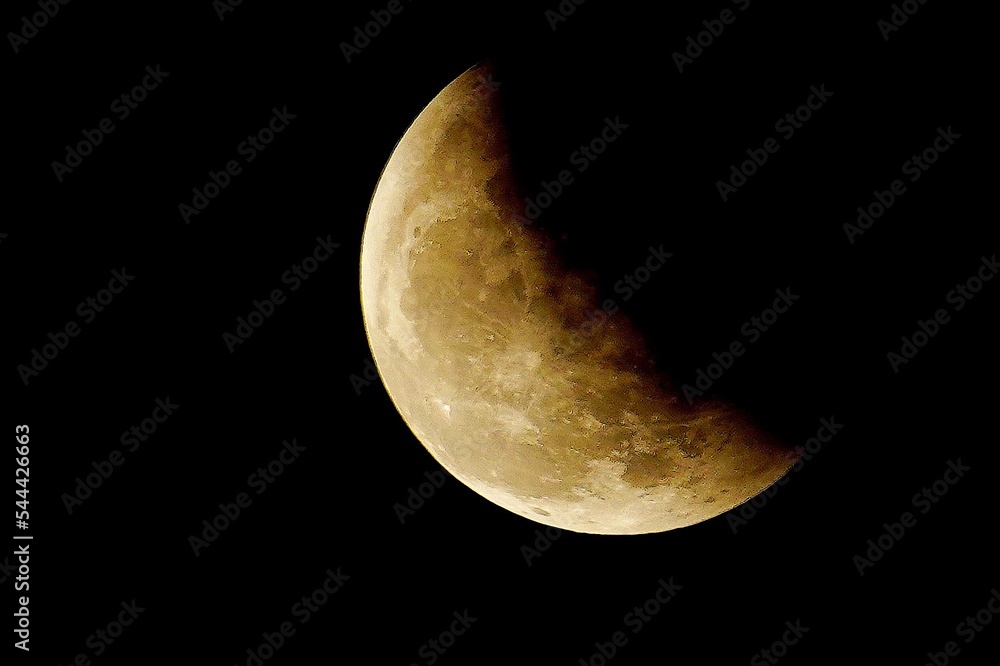 Naklejka premium lunar eclipse moon Total lunar eclipse of a full moon causes a very rare Super Blood Moon in the night sky.