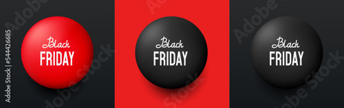 3d banner Black Friday. Round tag. Vector clipart isolated on white background.