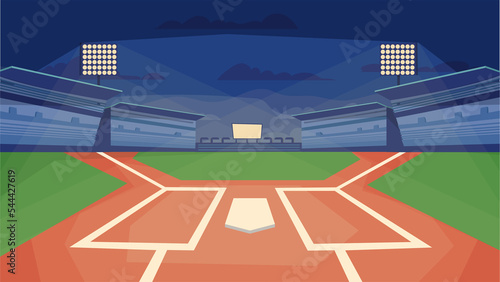 Photography Baseball stadium concept in flat cartoon design