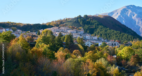 The town of Civitella Alfedena in the fall, Abruzzo, Lazio e Molise national park, Italy 
