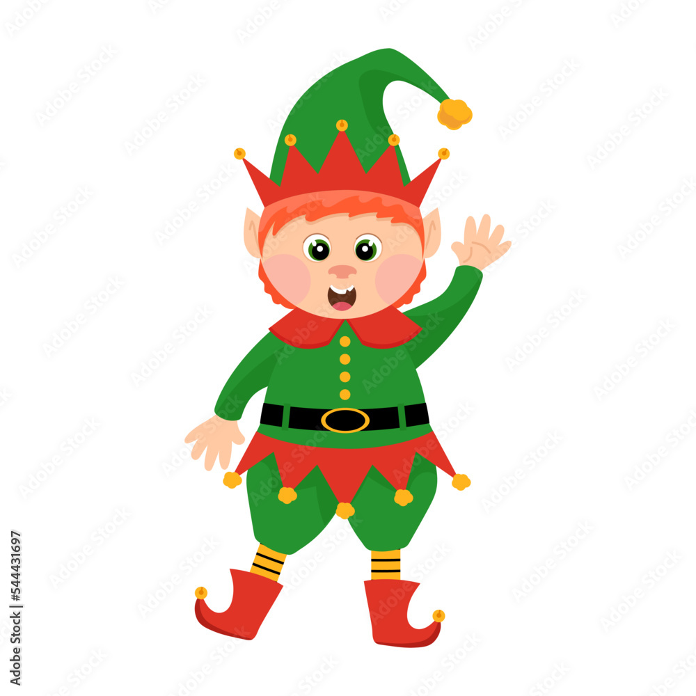 Christmas elf in flat style. Santa's helper. Christmas elf in flat style. Santa's helper.