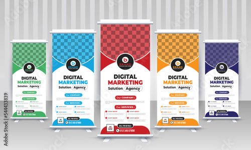 Corporate business marketing x stand rollup pullup signage retractable multiple color banner design vector template