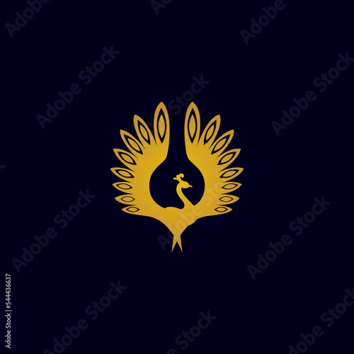 golden peacock vector illustration for icon, symbol or logo. peacock gold logo 