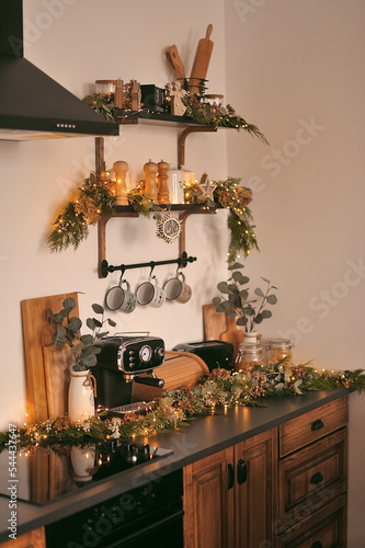 New Year's decoration of the kitchen decor