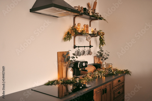 New Year's decoration of the kitchen decor