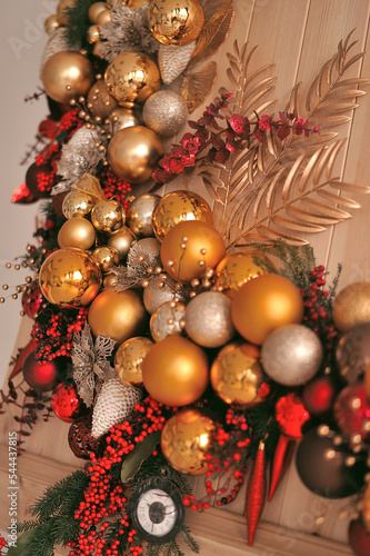 New Year's decoration in red and gold shades