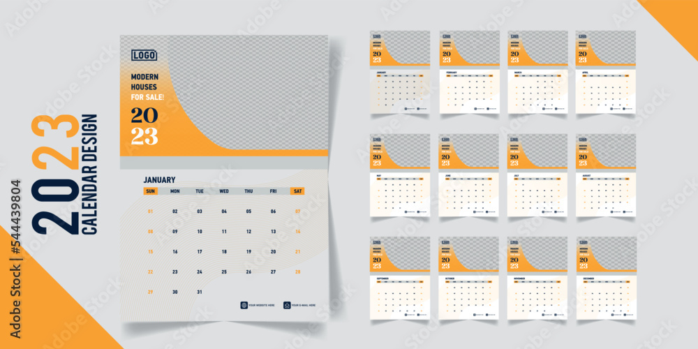 2023 calendar minimalist template or calendar a4 layout design. The ...
