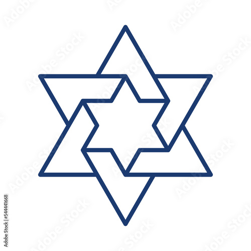 Six-pointed star twists into the center in Jewish star of David in line style vector illustration with editable stroke photo