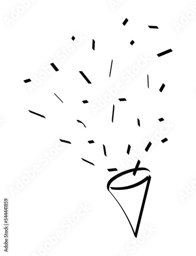 Doodle firecracker vector illustration isolated on transparent background. Hand drawn petard. Simple party popper clip art element. Confetti, explosion celebration object