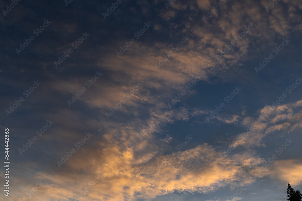 Cloudscape. sky with white clouds before sunset. Itaipava, Rio de Janeiro, Brazil