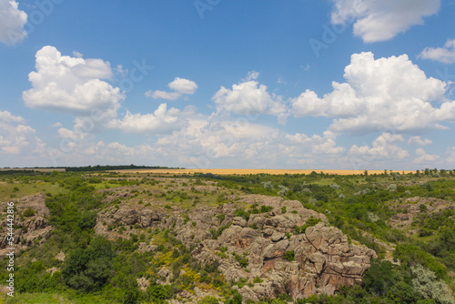 View of Aktove Canyon is a canyon near the Aktove village, on the Mertvovod river in the Voznesenskyi region of Mykolaiv Oblast of Ukraine