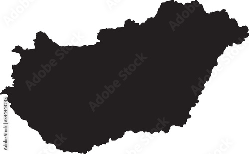 Hungary political map, black vector illustration