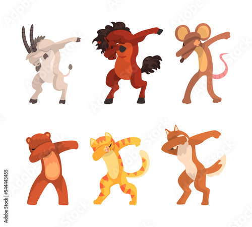 Various Animals Standing in Dub Dancing Pose Vector Set