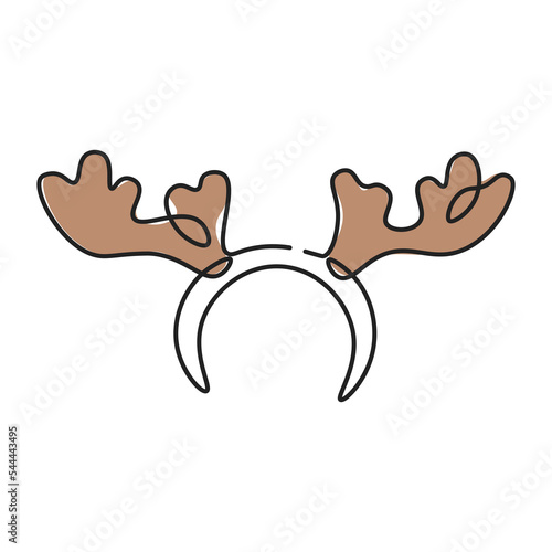headband with deer antlers drawn in one line. Symbol of Christmas and New Year