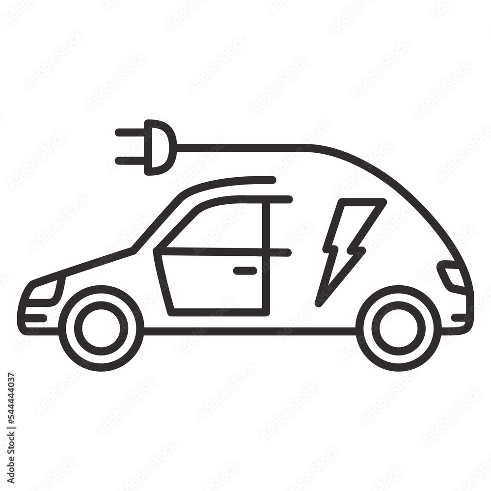 Vehicle icon electric plug .Outline car vector for web design isolated on white background.Environmentally friendly transport. Green technologies. Vehicle icon electric plug .Outline car vector for web design isolated on white background.Environmentally friendly transport. Green technologies.