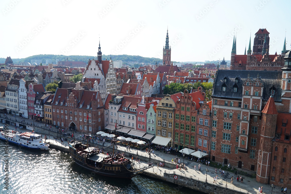 Obraz premium View of the city of Gdansk and the river Moltva from above. Poland