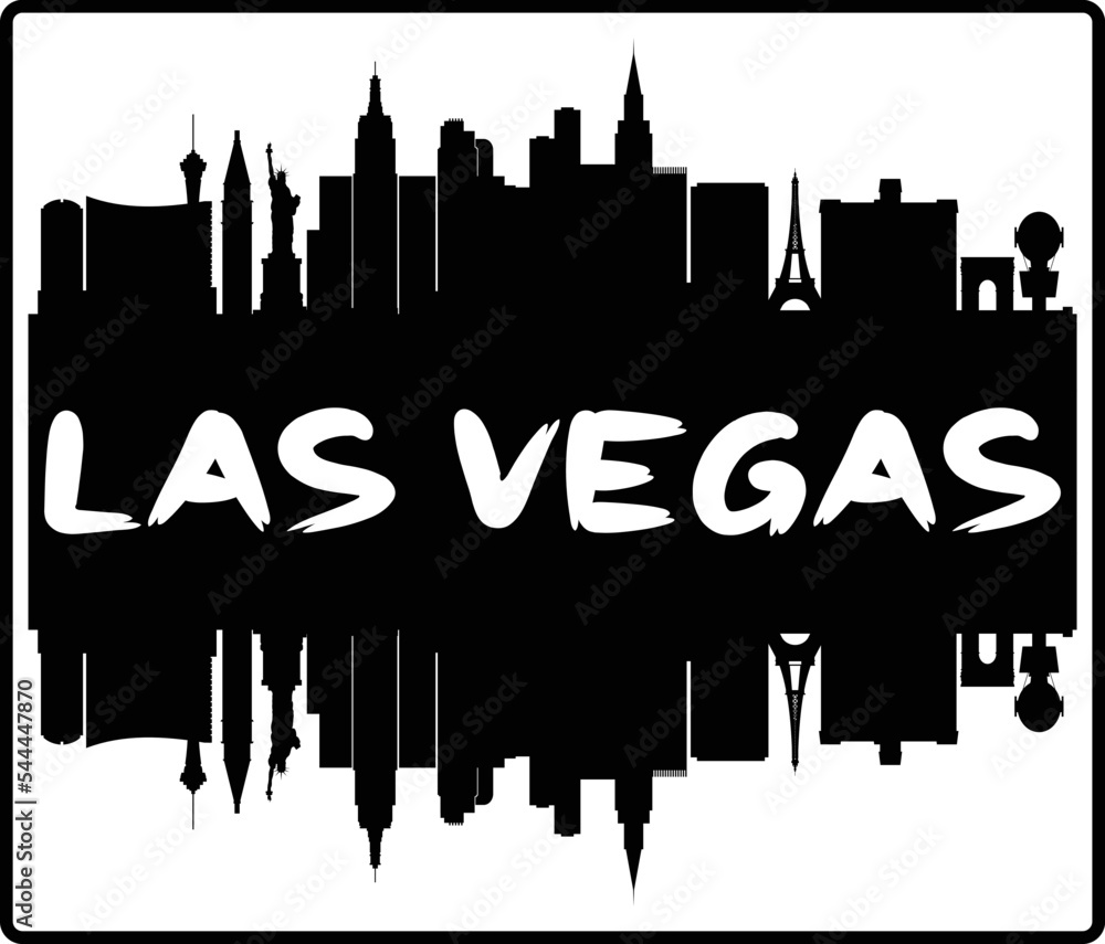 Las Vegas Nevada USA Skyline Sunset Travel Souvenir Sticker Logo Badge Stamp Emblem Coat of Arms Vector Illustration EPS
