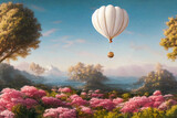 Beautiful fantastic landscape with a balloon.