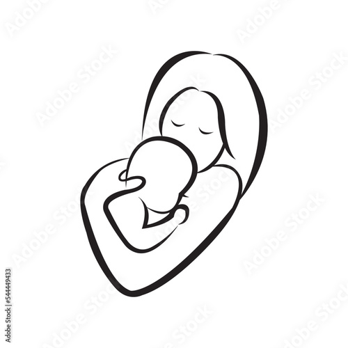 mother and baby icon logo vector design template