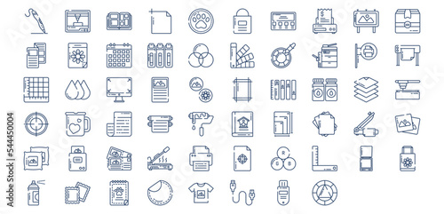 
Collection of icons related to Printing and binding, including icons like Art board, 3d Printer, Badges, Banner and more. vector illustrations, Pixel Perfect set
