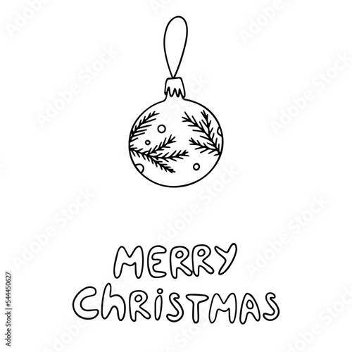 Vintage abstract card with  new year's ball on white background.