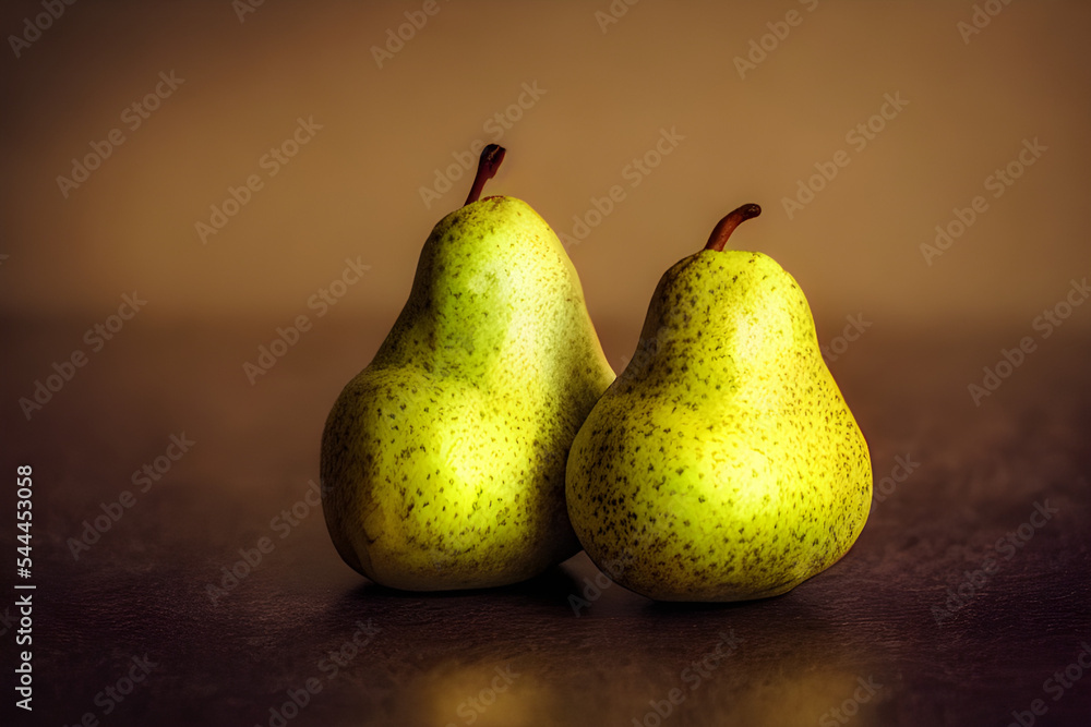 Realistic Digital Illustration of Two Isolated Pears Realistic Digital Illustration of Two Isolated Pears