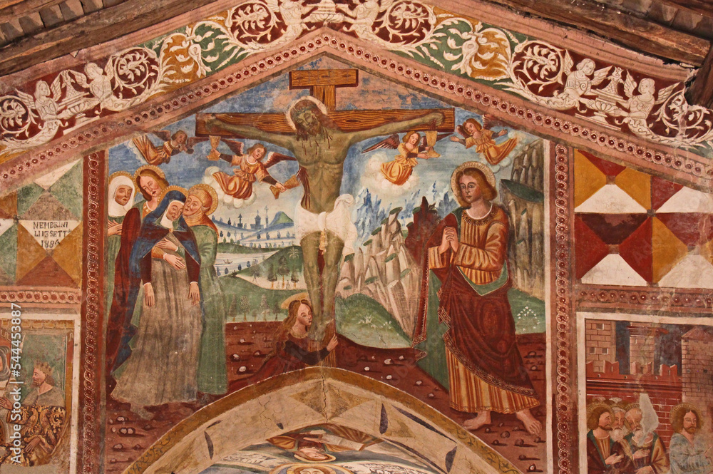 crocifissione; affresco nella chiesa di San Cassiano a Zone (Brescia)
