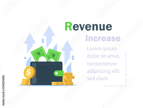 revenue increase,high interest rate, income growth,Wallet full of money,budget profit, financial fund growth, raise capital, investment portfolio
