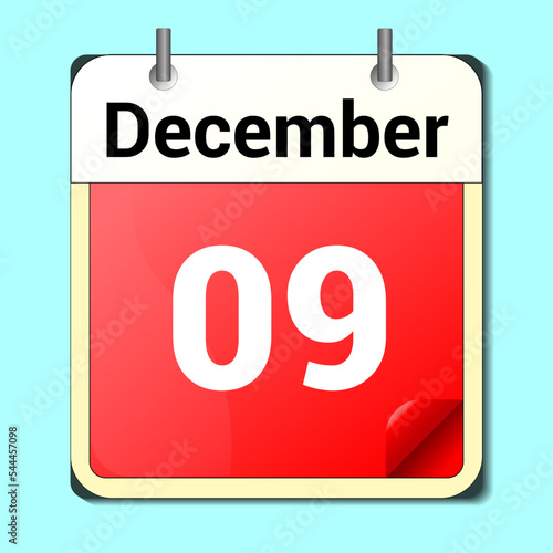 day on the calendar  vector image format  December 9