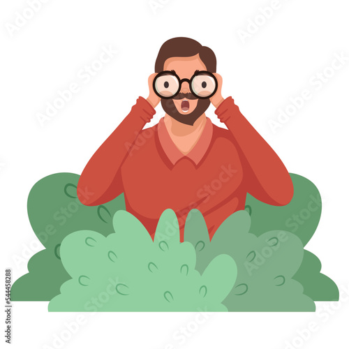 man using binoculars