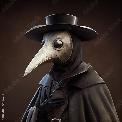 Portrait of old school plague doctor with mask
