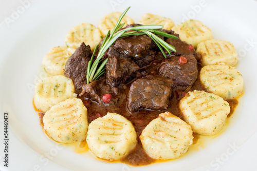 Hungarian beef goulash with chive dumplings