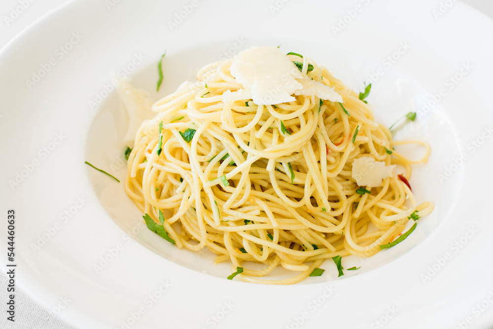 Traditional italian spaghetti with cheese