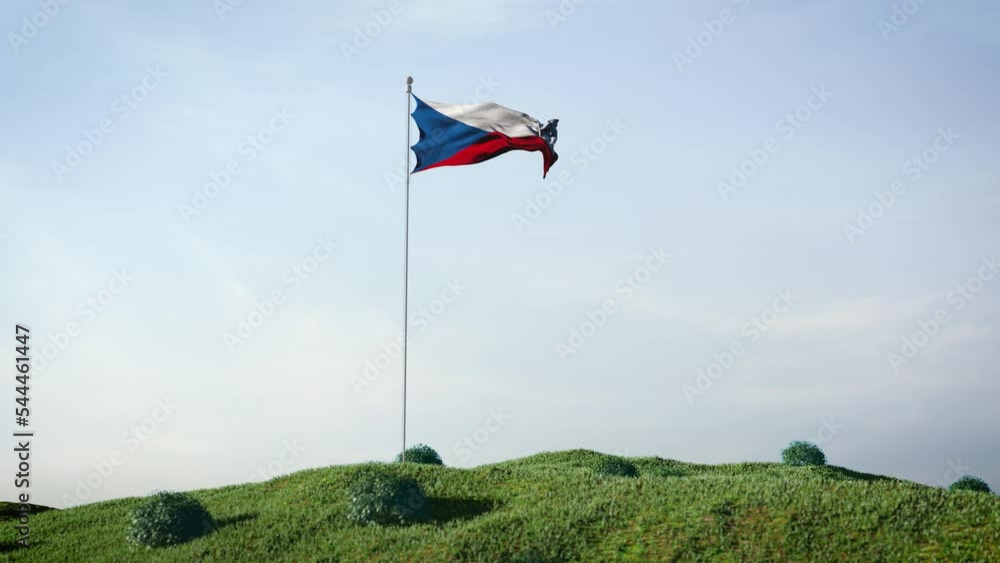 Checia Czechia, Czech Republic flag waving in the wind on a beautiful ...