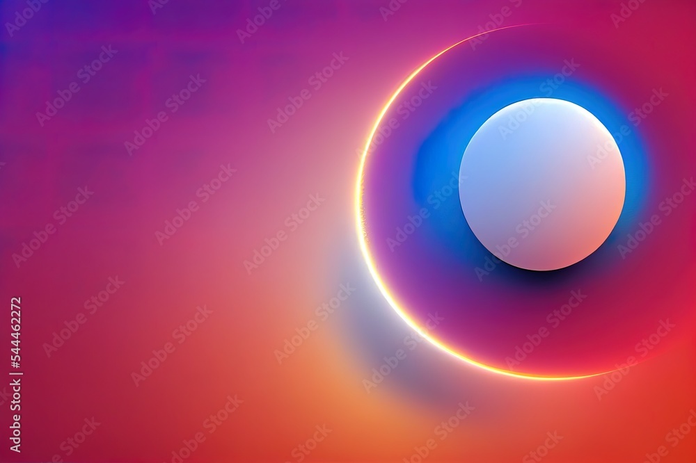 3d render, abstract wallpaper, blue sky with white clouds fly out the round hole, peachy background. Weather concept, optical illusion