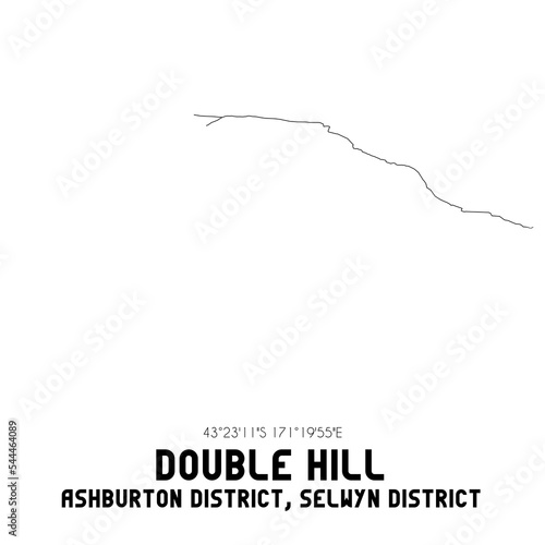 Double Hill, Ashburton District, Selwyn District, New Zealand. Minimalistic road map with black and white lines photo