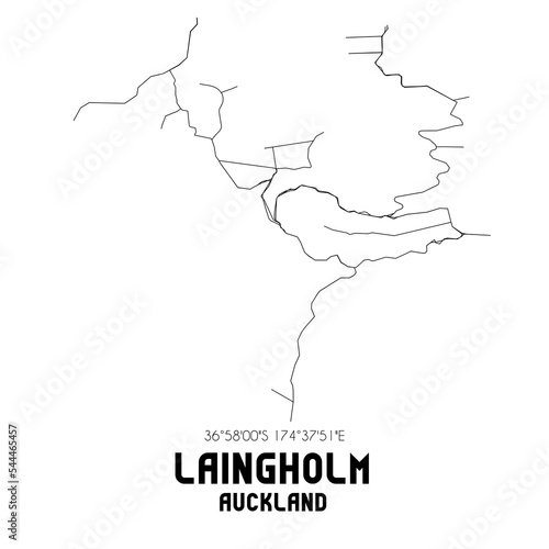 Laingholm  Auckland  New Zealand. Minimalistic road map with black and white lines