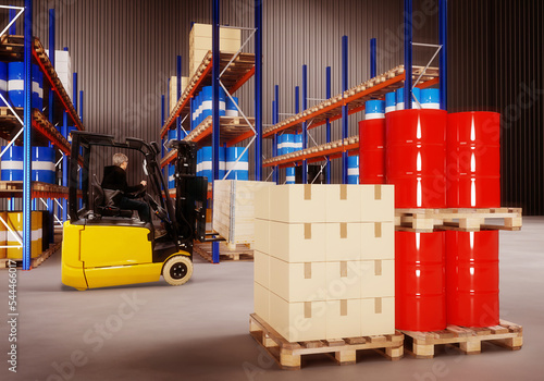 Plant warehouse. Forklift d...