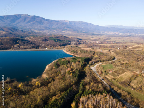Aerial view of Srechenska Bara Reservoir  Bulgaria