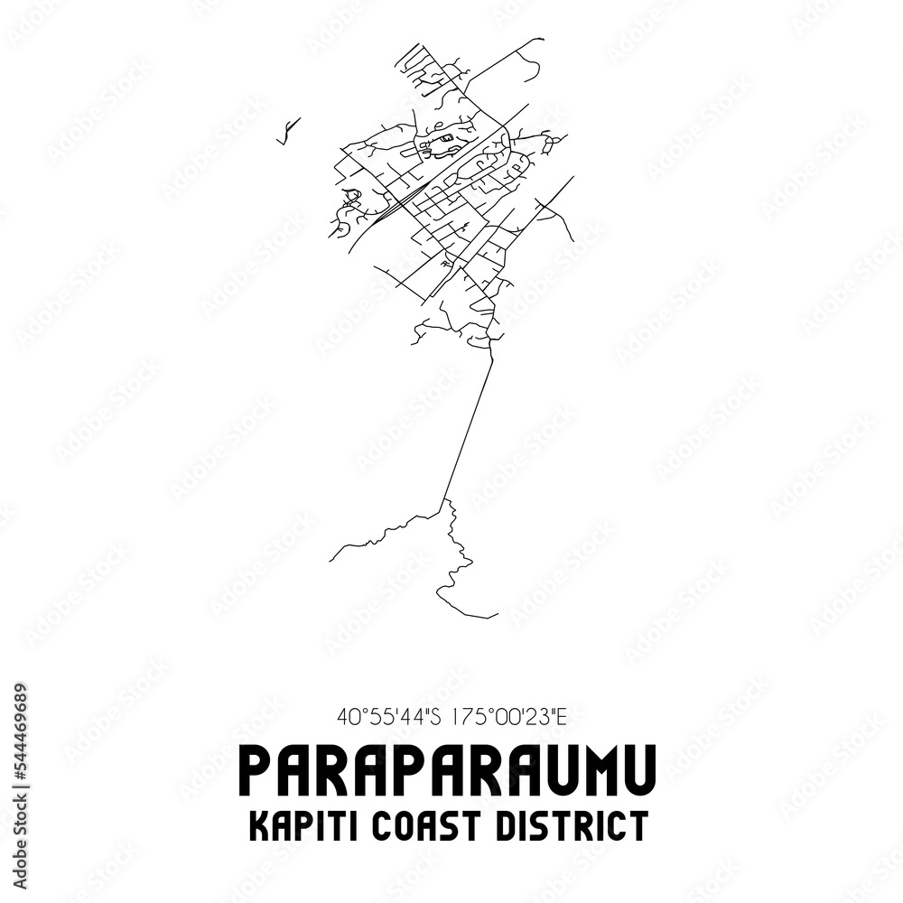 Paraparaumu, Kapiti Coast District, New Zealand. Minimalistic road map