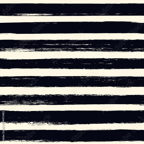 Brush freehand stripes seamless pattern. Rough edge ink line geometric print. Repeated horizontal strokes wallpaper