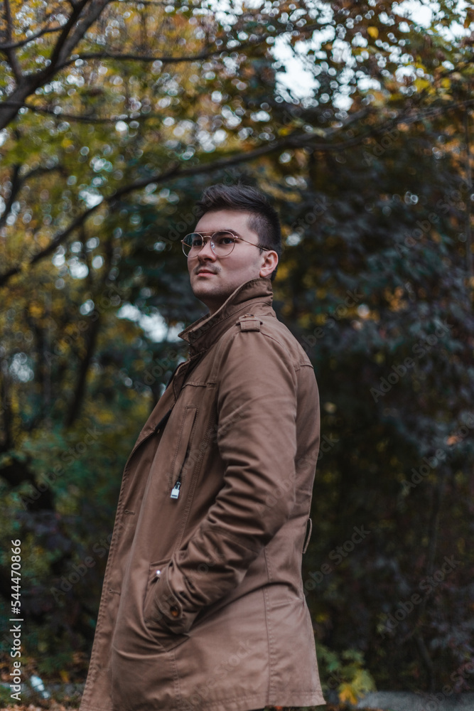 Portrait of a man in the park in autumn Portrait of a man in the park in autumn