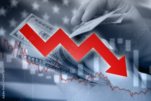 USD falling chart. Hands wi...