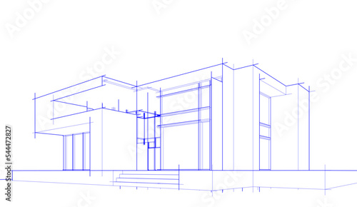 Architectural drawing of modern house vector illustration