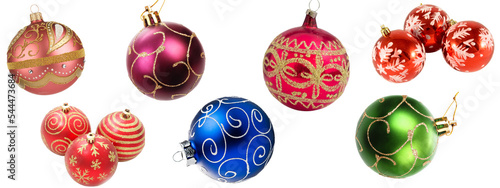 Christmas balls collection. for christmas decoration.christmas tree decoration parts,transparent background.