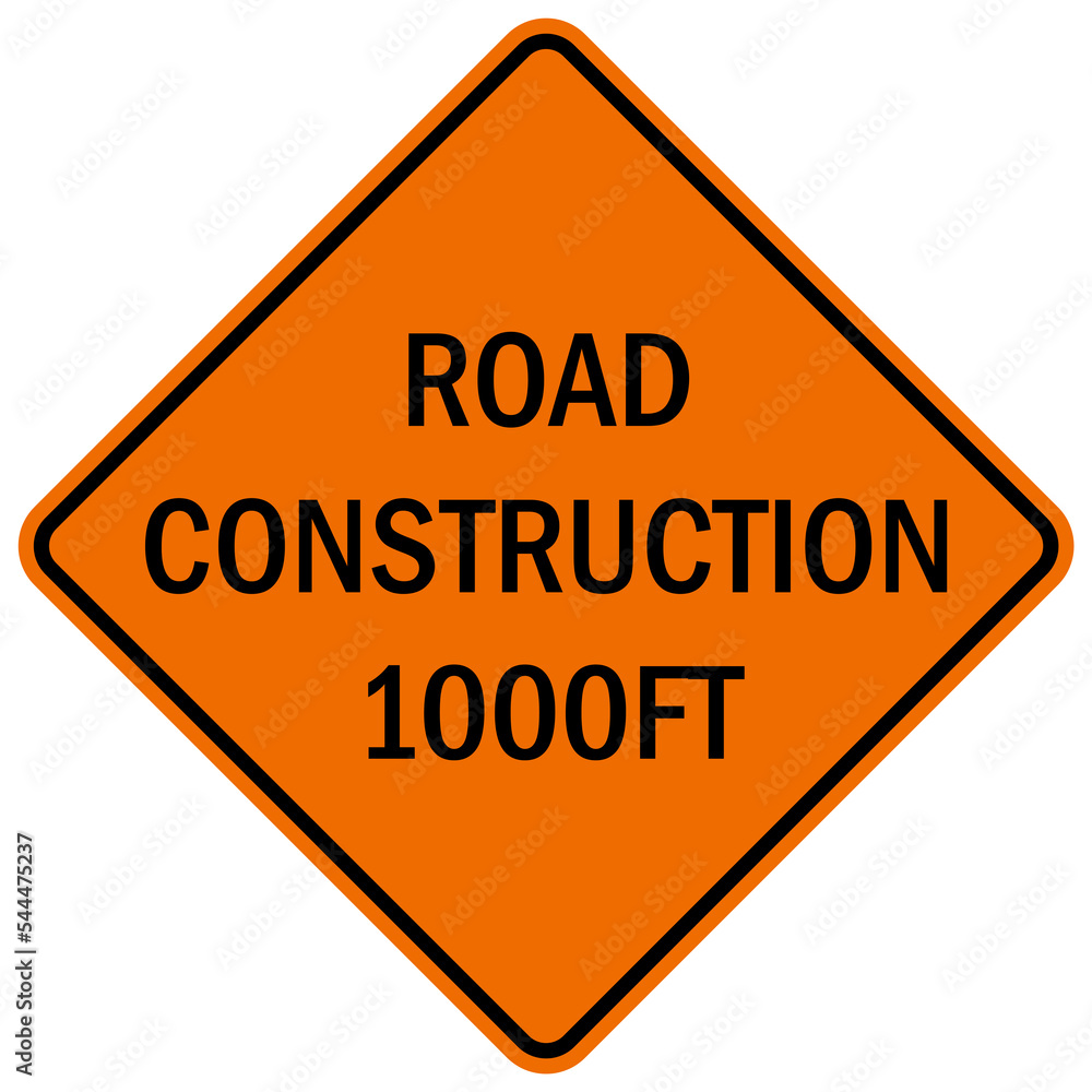 Road construction sign and label Road construction sign and label