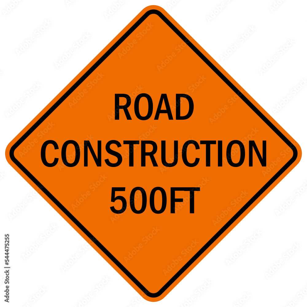 Road construction sign and label Road construction sign and label