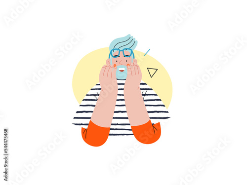 Wide range - Online shopping and electronic commerce series - modern flat vector concept illustration of a surprised young man wearing glasses. Promotion, discounts, sale and online orders concept