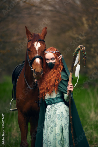 forest elf girl with a horse