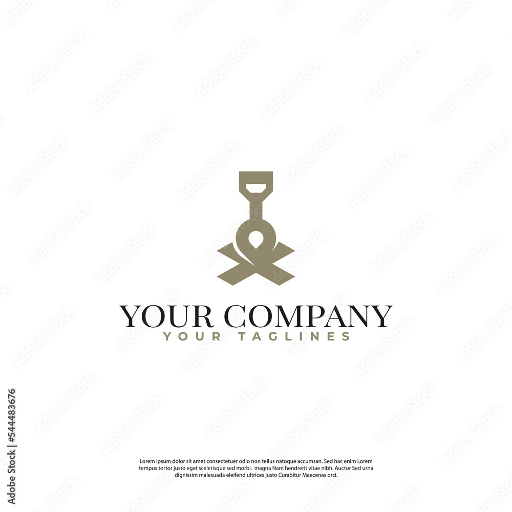 spade logo with a cross underneath in classic modern minimalist style spade logo with a cross underneath in classic modern minimalist style
